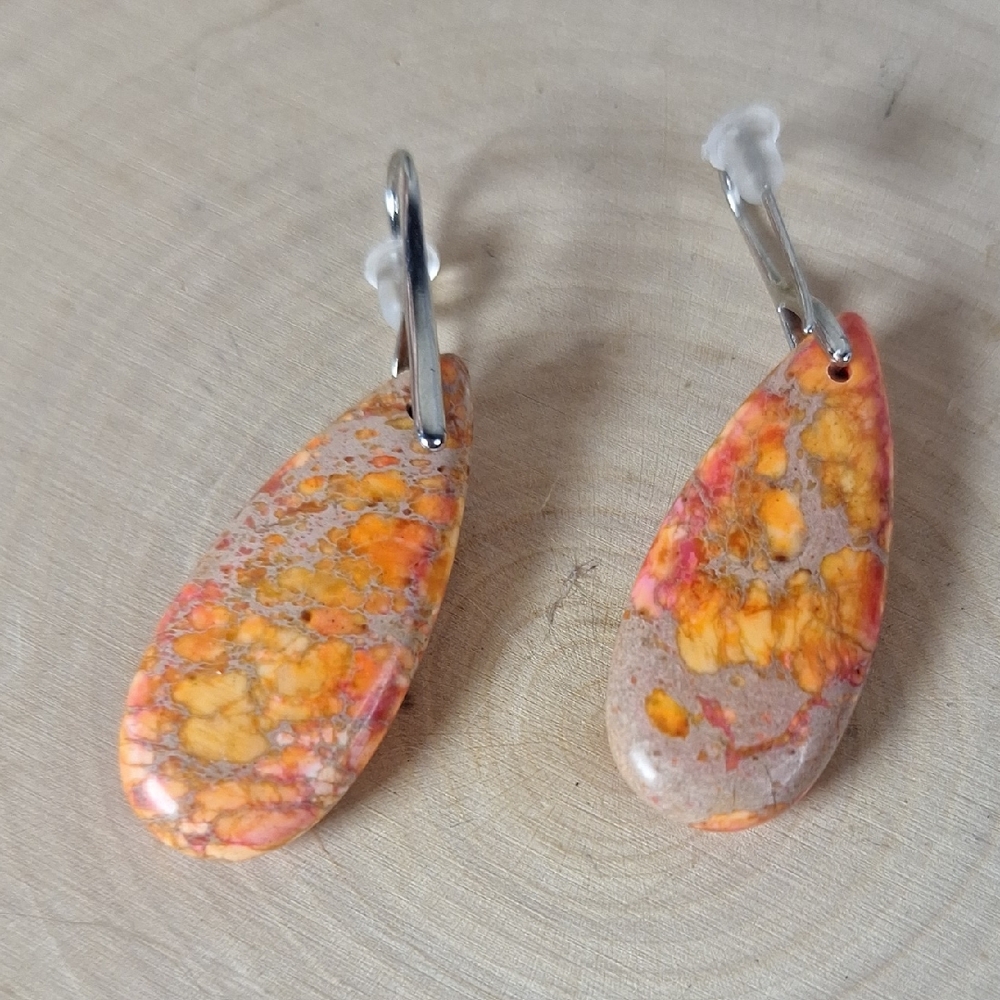 Elegant Orange Stone Drop Earrings - Picture 2 of 4